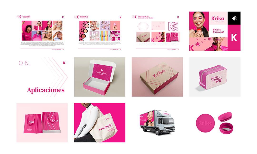 Diseño de logo, branding, identidad visual, mayenta brands, marca krika cosmetics